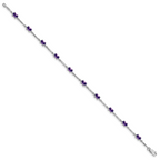 Sterling Silver Rhodium-plated Amethyst Bracelet