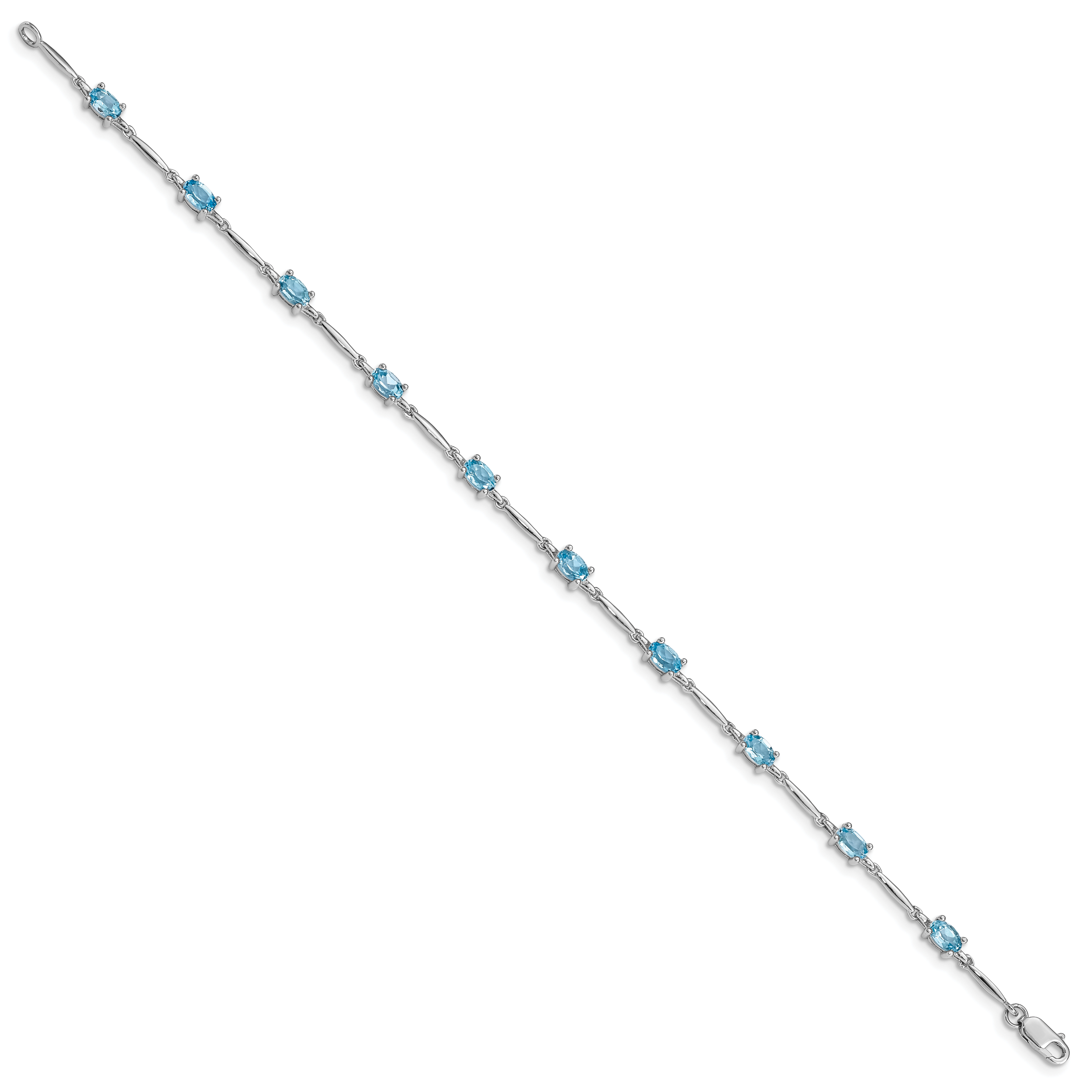 Sterling Silver Rhodium-plated Blue Topaz Bracelet Secondary image