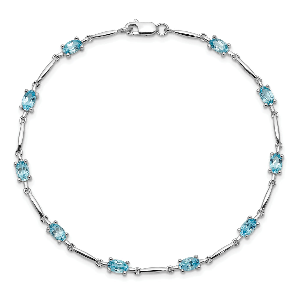 Sterling Silver Rhodium-plated Blue Topaz Bracelet
