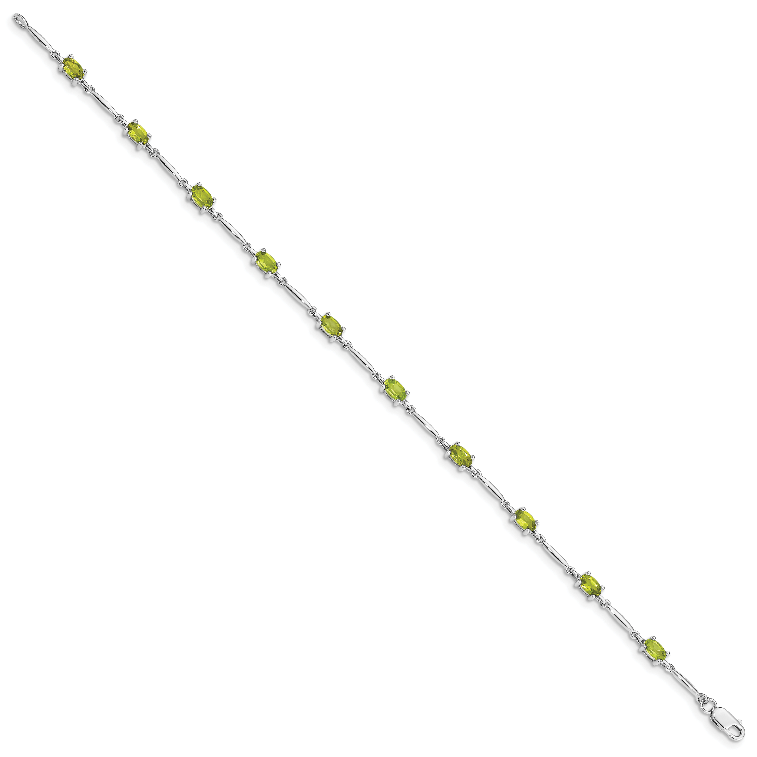 Sterling Silver Rhodium-plated Peridot Bracelet Secondary image