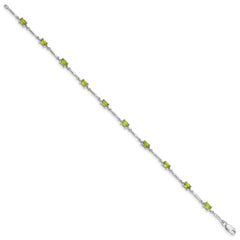 Sterling Silver Rhodium-plated Peridot Bracelet