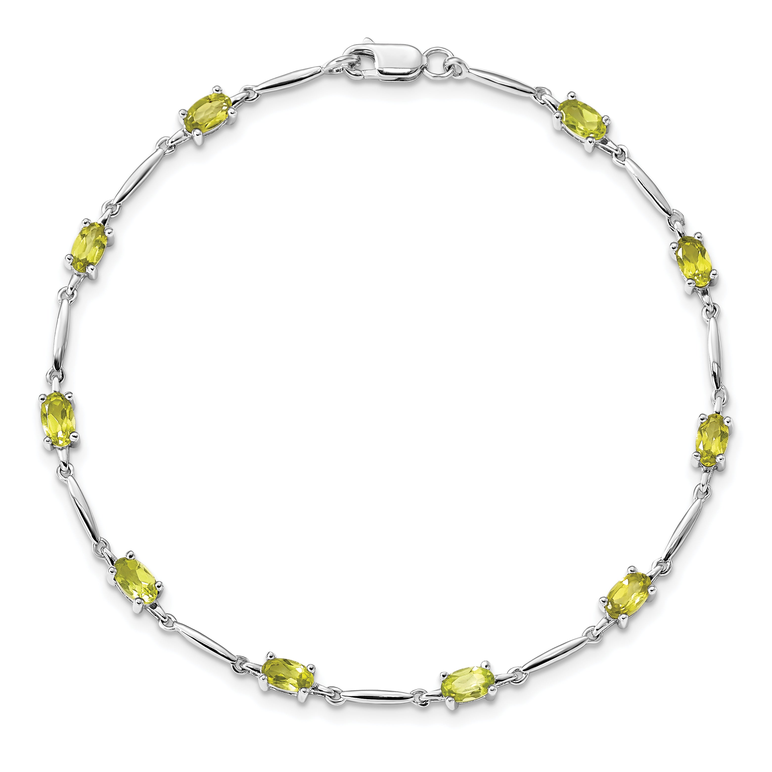 Sterling Silver Rhodium-plated Peridot Bracelet
