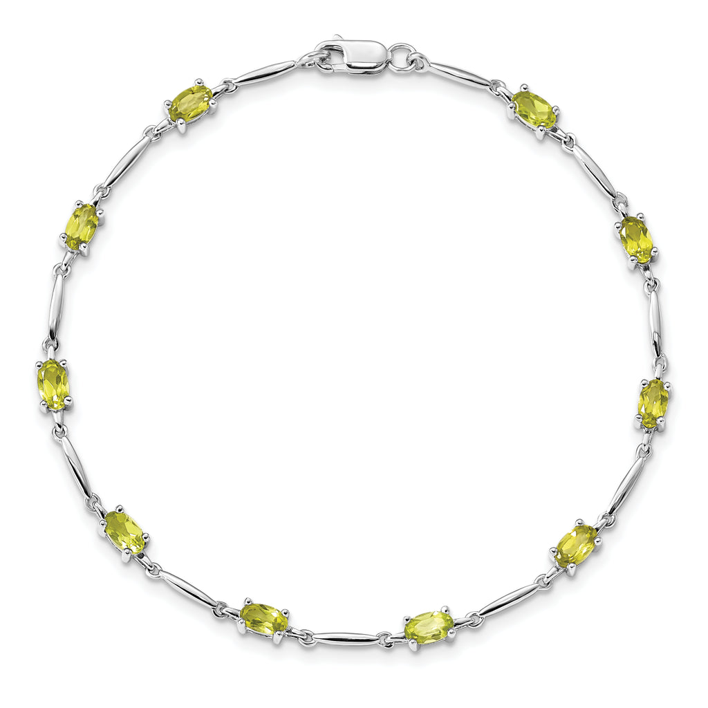 Sterling Silver Rhodium-plated Peridot Bracelet