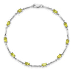 Sterling Silver Rhodium-plated Peridot Bracelet