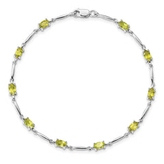 Sterling Silver Rhodium-plated Peridot Bracelet