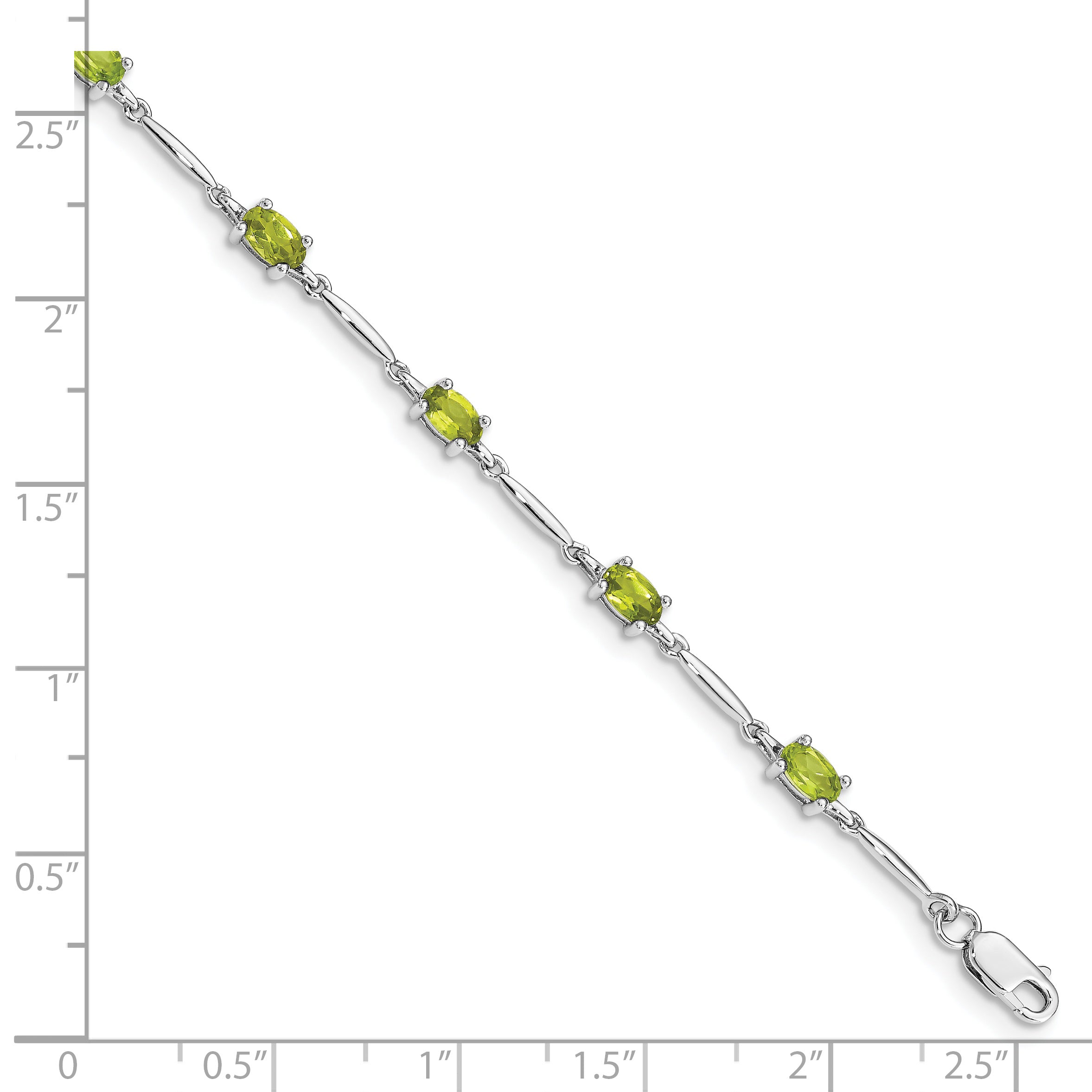 Sterling Silver Rhodium-plated Peridot Bracelet