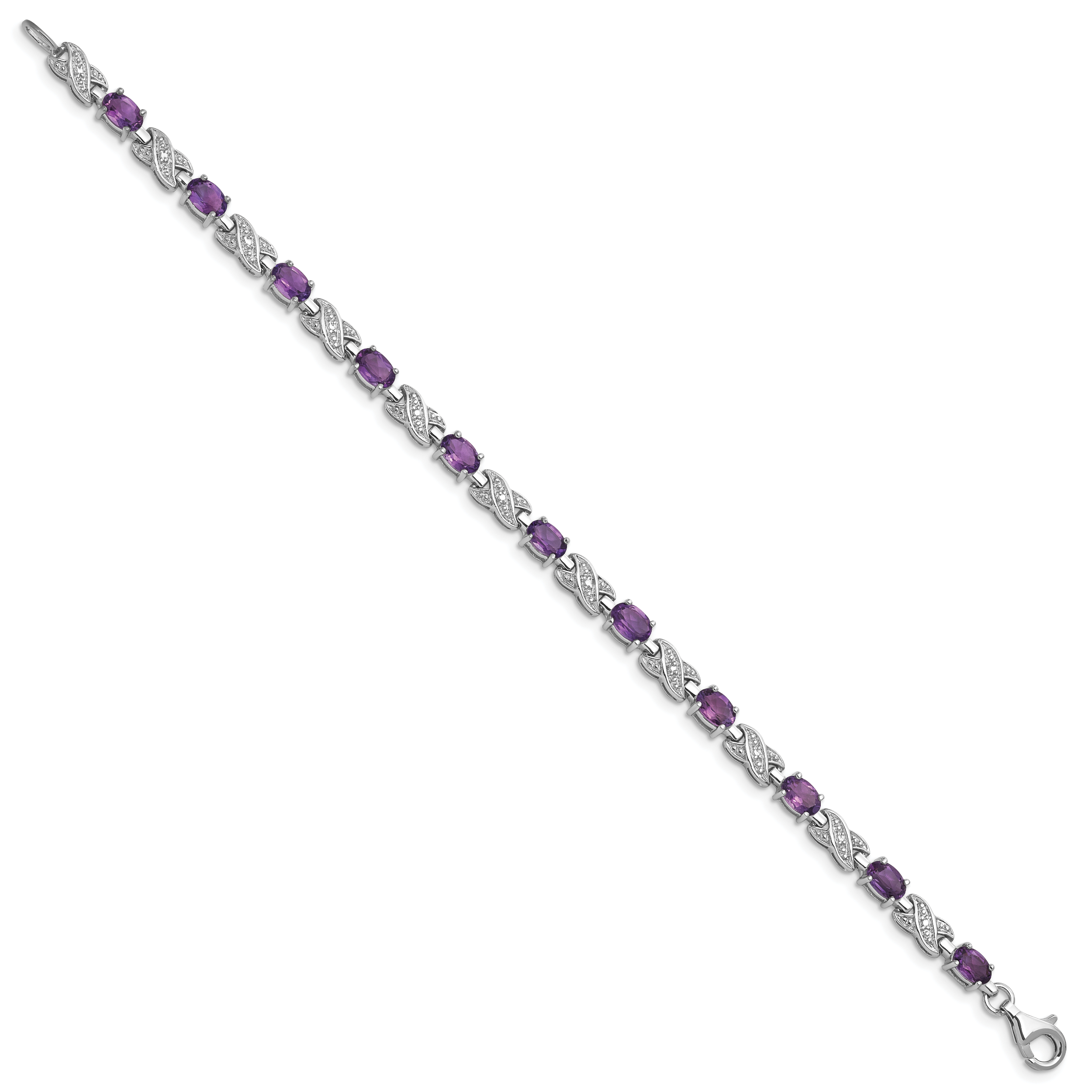 Sterling Silver Rhodium-plated Amethyst Bracelet Secondary image