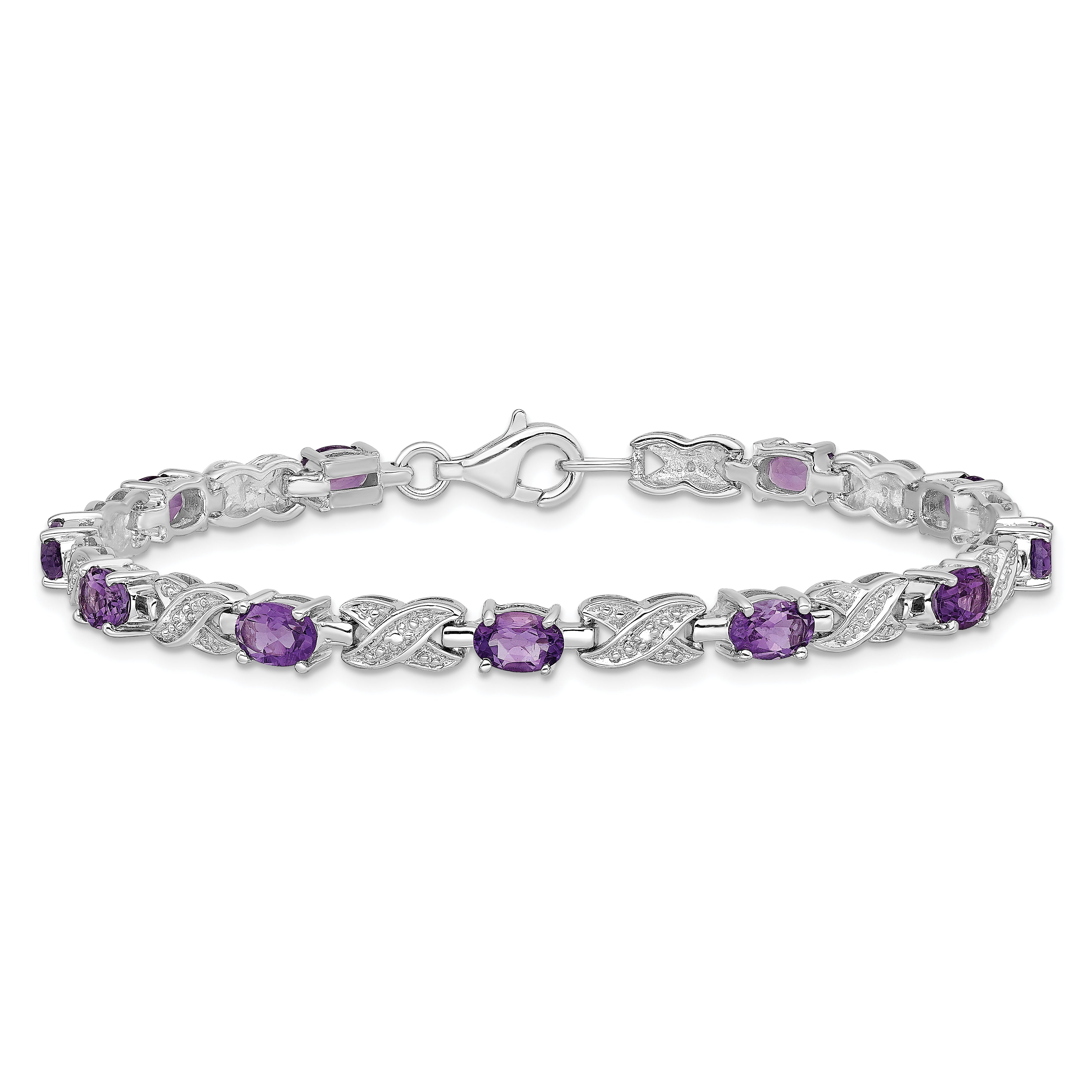 Sterling Silver Rhodium-plated Amethyst Bracelet