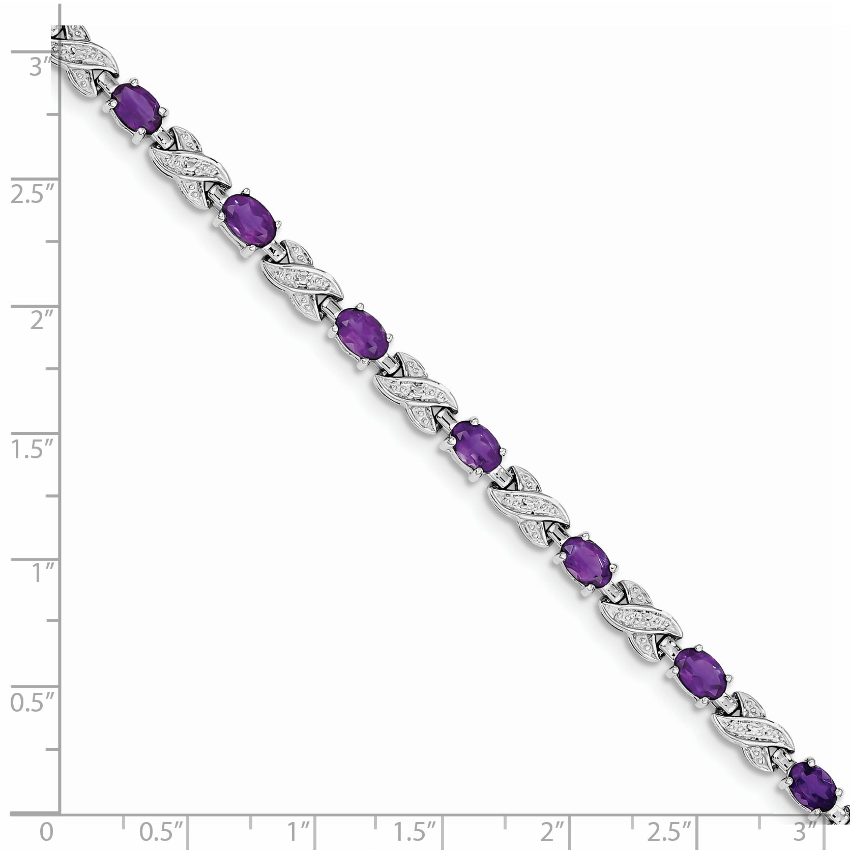 Sterling Silver Rhodium-plated Amethyst Bracelet