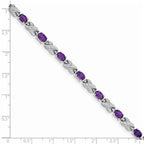 Sterling Silver Rhodium-plated Amethyst Bracelet