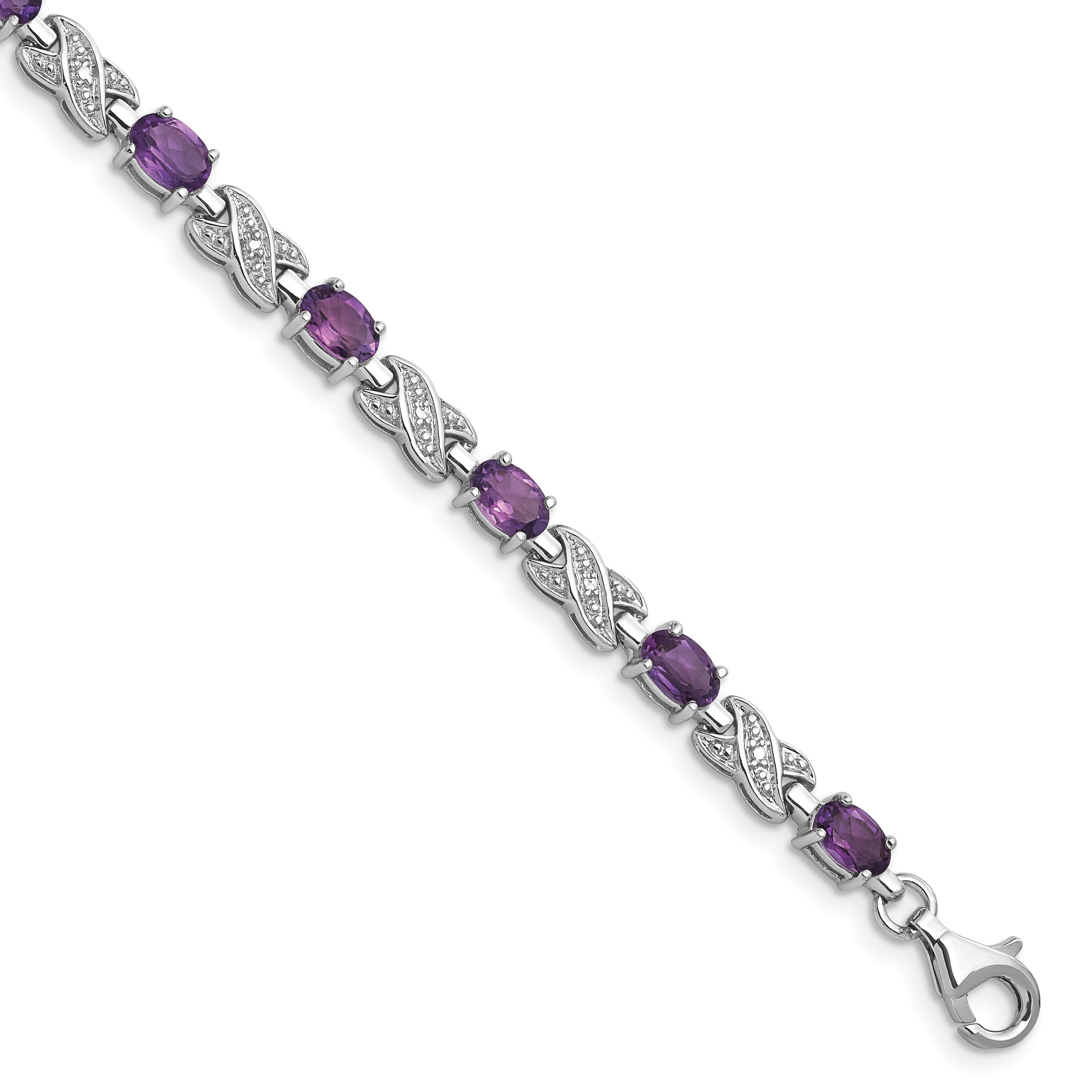 Sterling Silver Rhodium-plated Amethyst Bracelet Main image