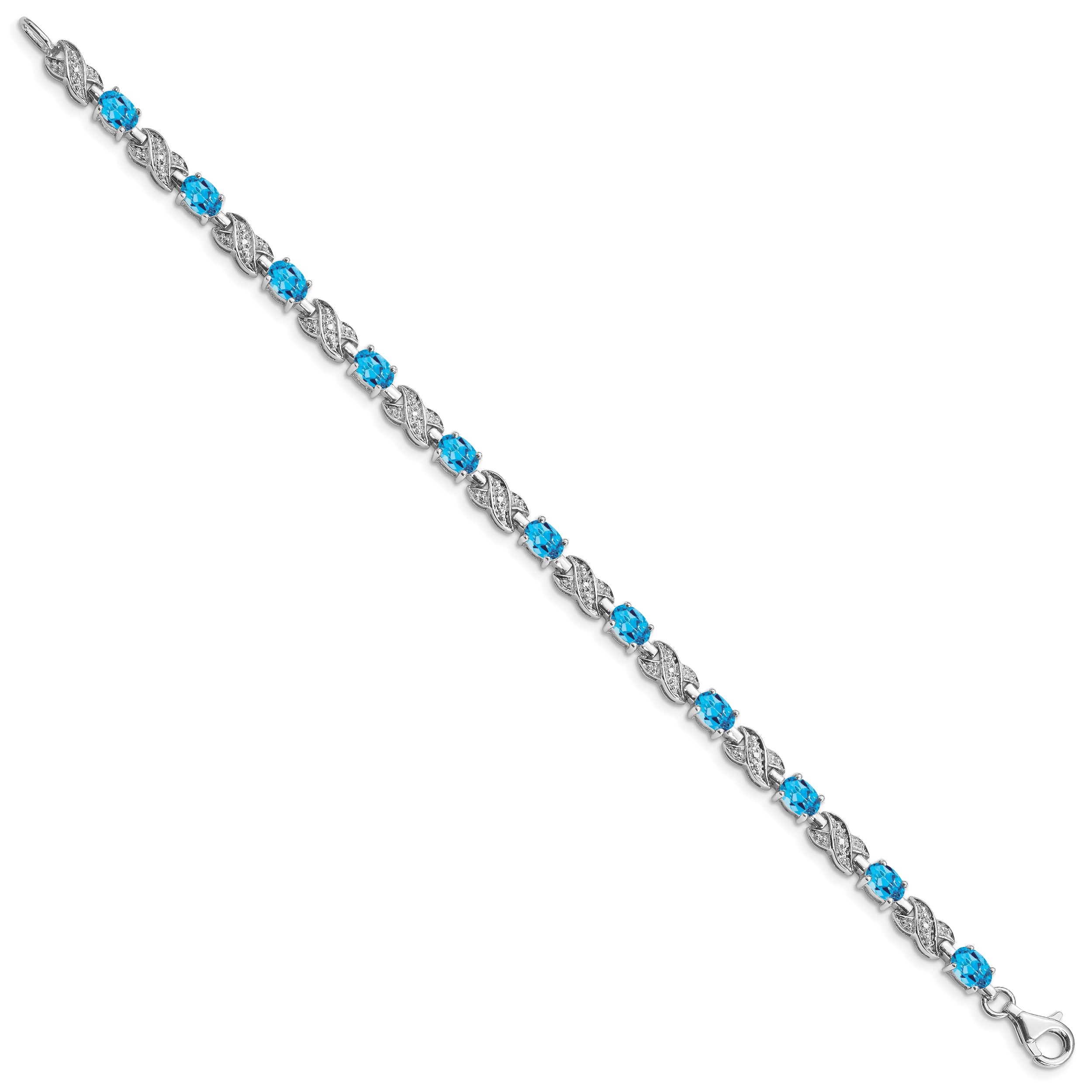 Sterling Silver Rhodium-plated Blue Topaz Bracelet