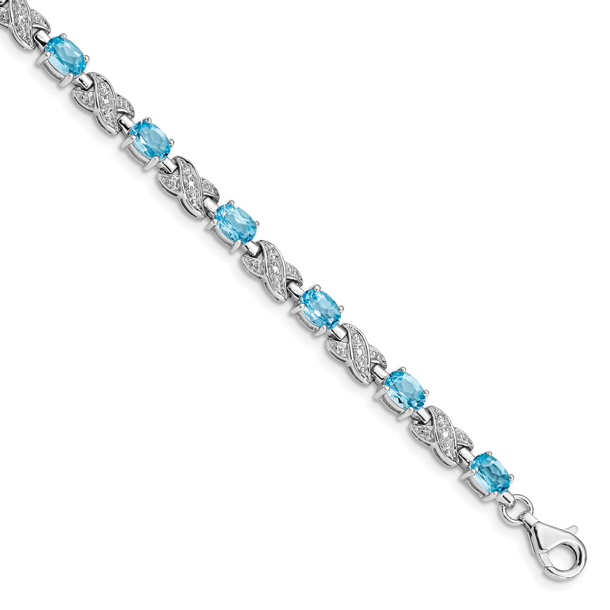 Blue Topaz Bracelet in Sterling Silver, 5mm Textured, 7 Inch - Sophia Jewelers Main image