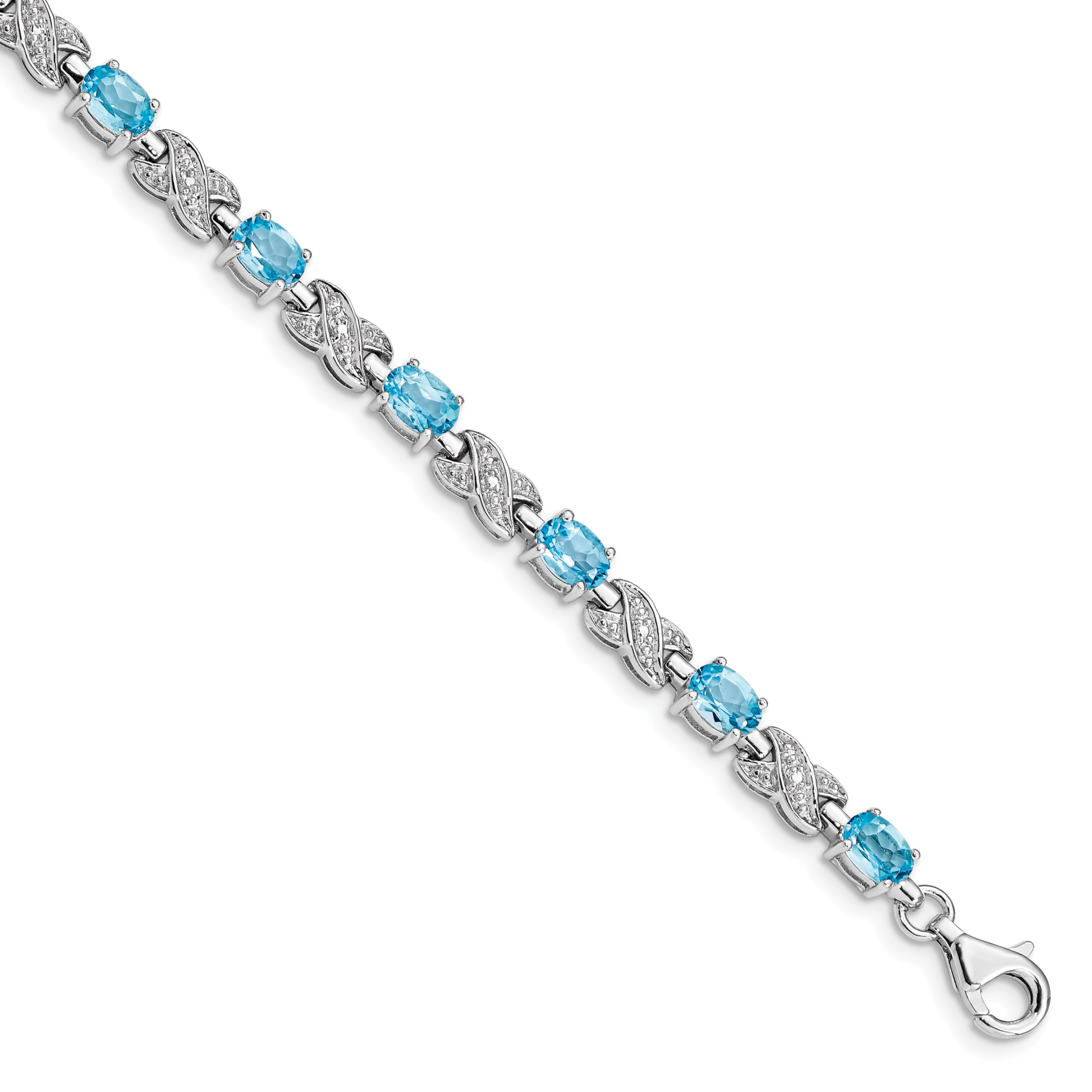 Sterling Silver Rhodium-plated Blue Topaz Bracelet Main image