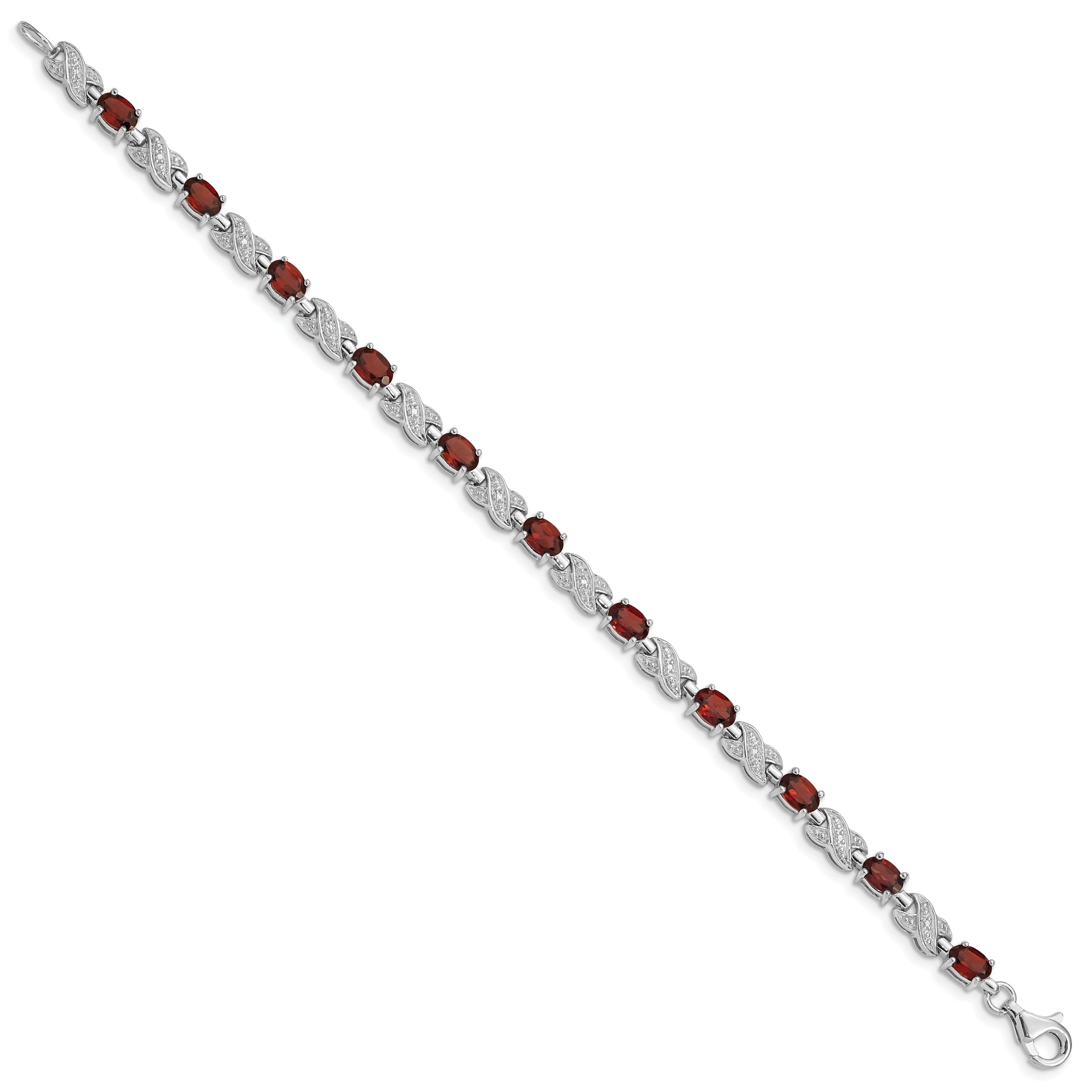Sterling Silver Rhodium-plated Garnet Bracelet