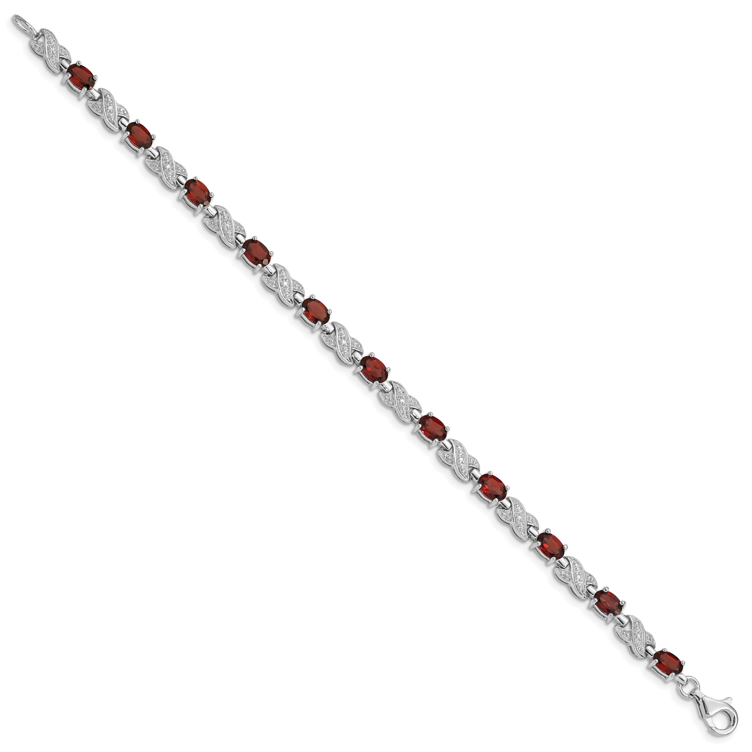 Sterling Silver Rhodium-plated Garnet Bracelet Secondary image