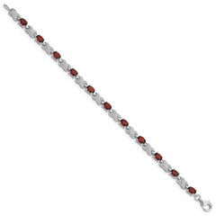 Sterling Silver Rhodium-plated Garnet Bracelet