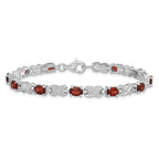 Sterling Silver Rhodium-plated Garnet Bracelet