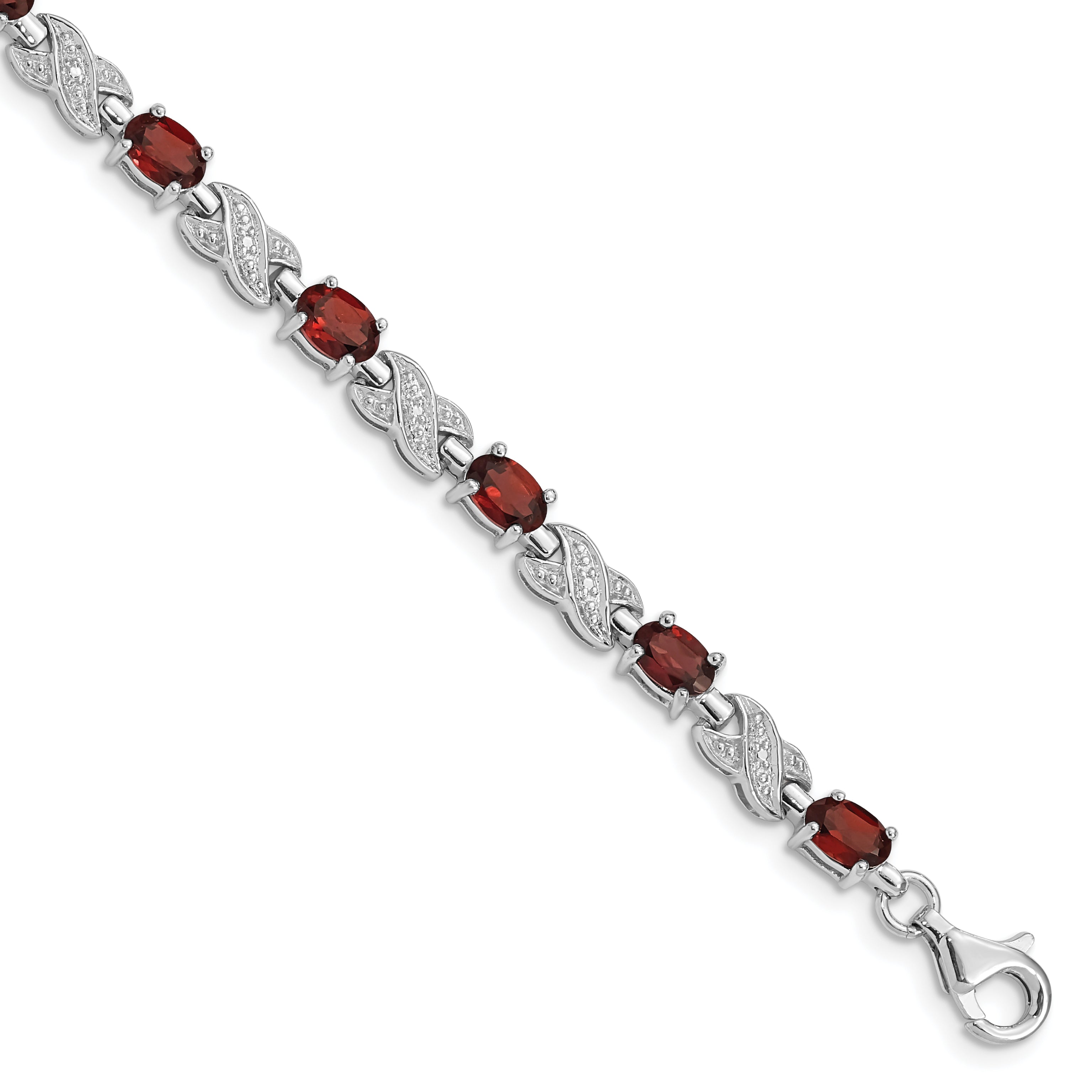 Sterling Silver Rhodium-plated Garnet Bracelet Main image
