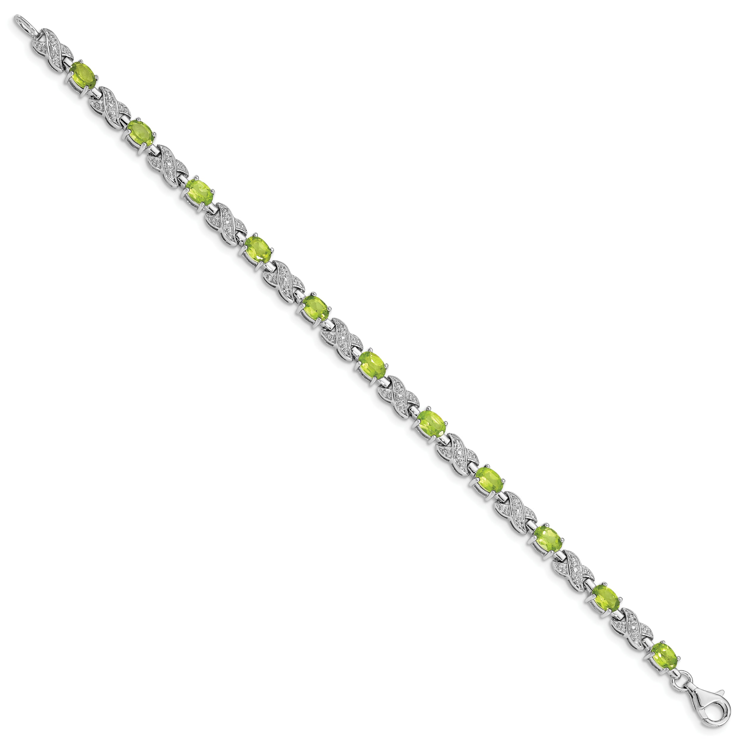 Sterling Silver Rhodium-plated Peridot Bracelet