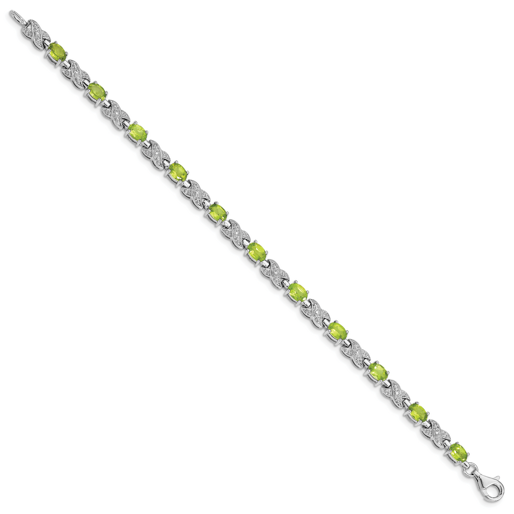 Sterling Silver Rhodium-plated Peridot Bracelet