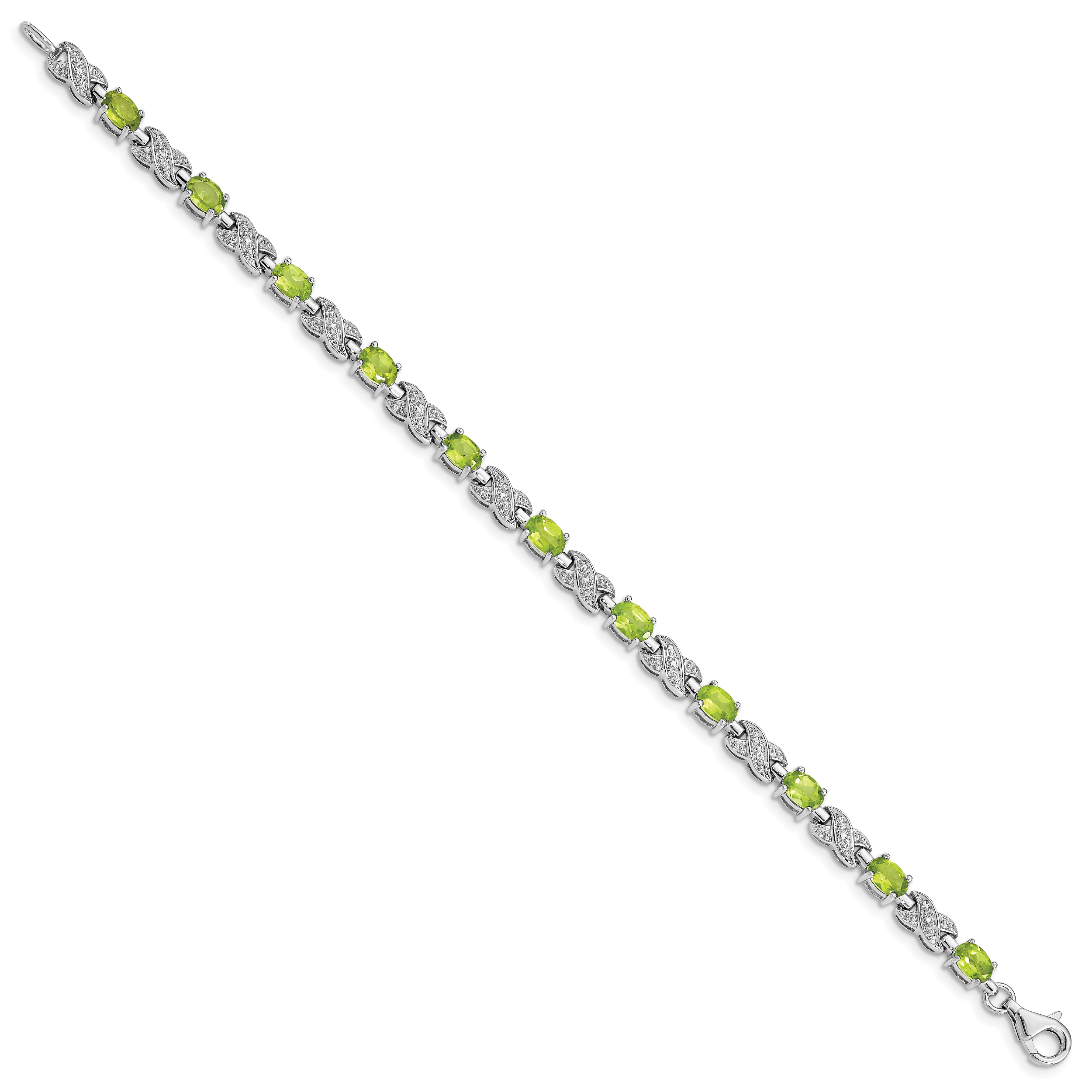 Sterling Silver Rhodium-plated Peridot Bracelet
