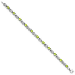 Sterling Silver Rhodium-plated Peridot Bracelet