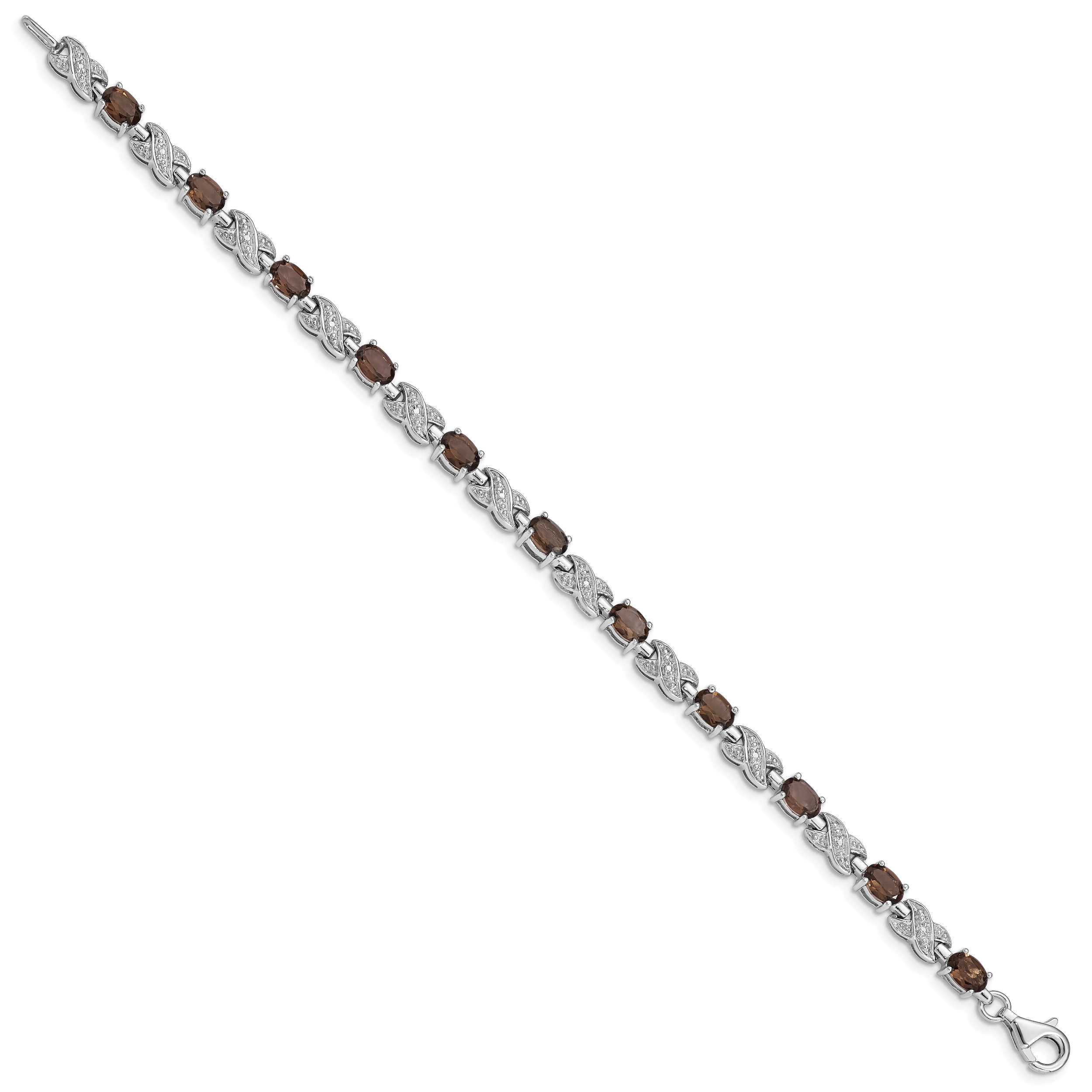 Sterling Silver Rhodium-plated Smoky Quartz Bracelet Secondary image