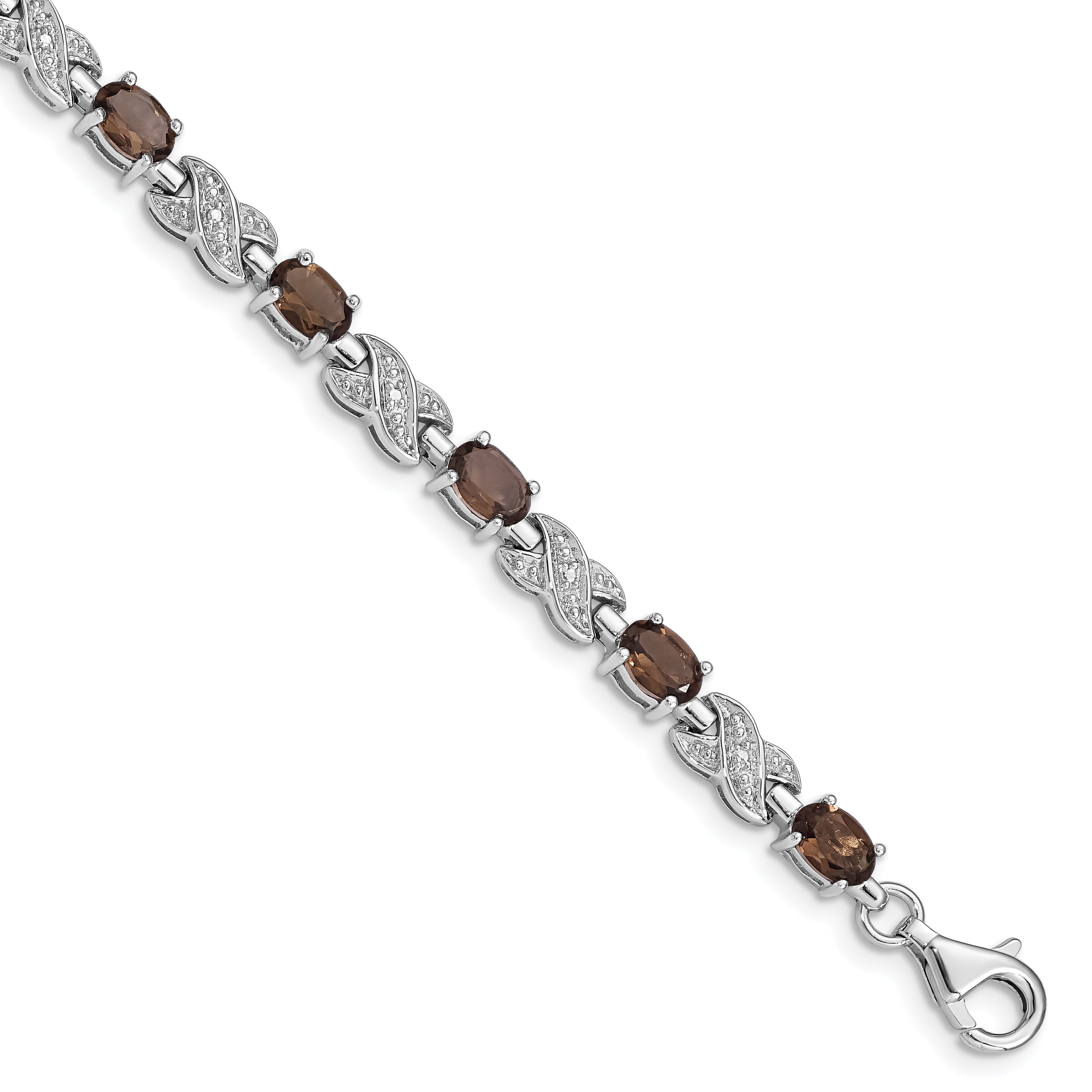 Sterling Silver Rhodium-plated Smoky Quartz Bracelet Main image