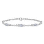 Sterling Silver Rhodium-plated Aquamarine and Diamond Bracelet