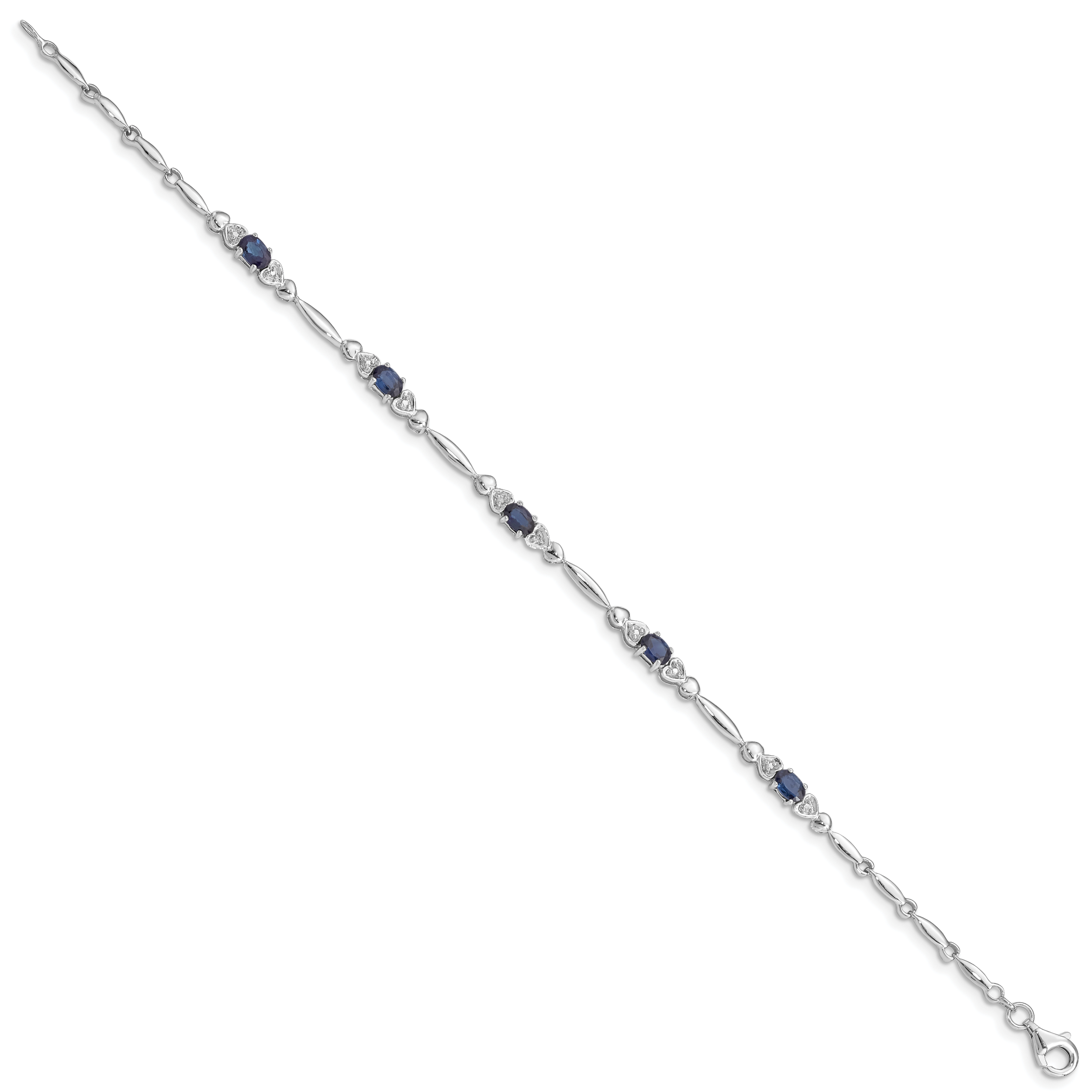 Sterling Silver Rhodium-plated Sapphire and Diamond Bracelet Secondary image