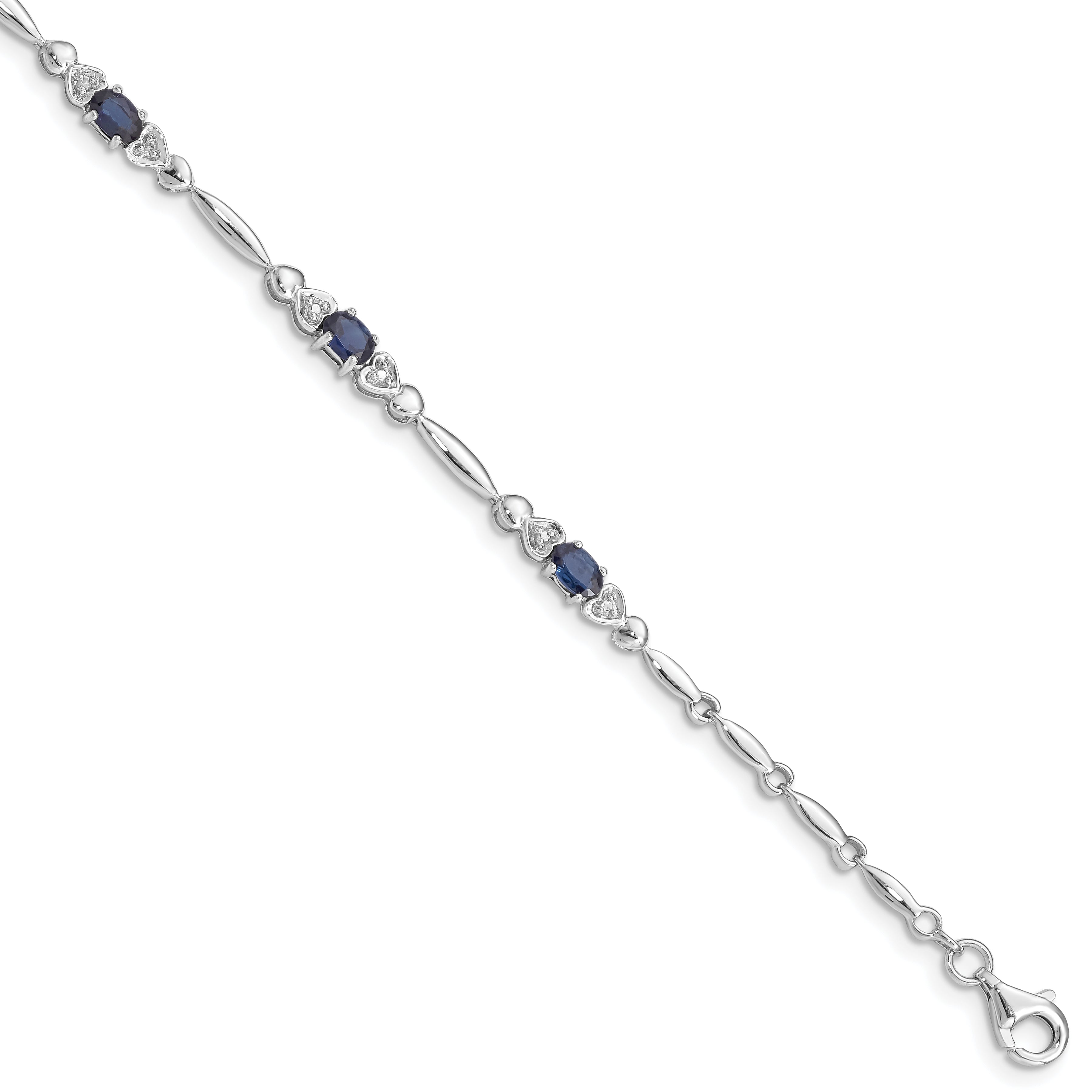 Sterling Silver Rhodium-plated Sapphire and Diamond Bracelet Main image