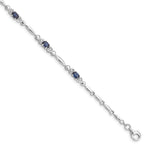 Sterling Silver Rhodium-plated Sapphire and Diamond Bracelet