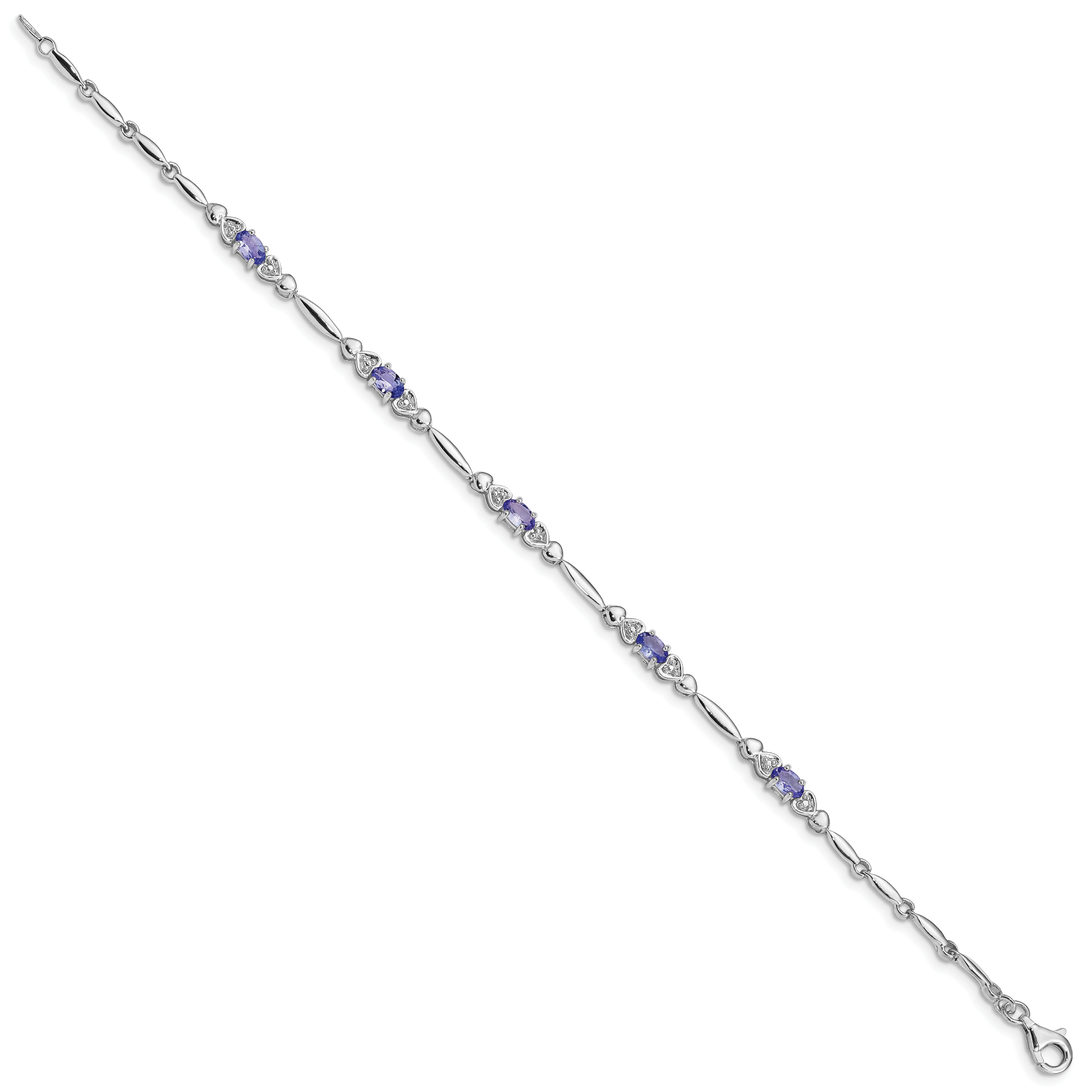 Sterling Silver Rhodium-plated Tanzanite and Diamond Bracelet Secondary image