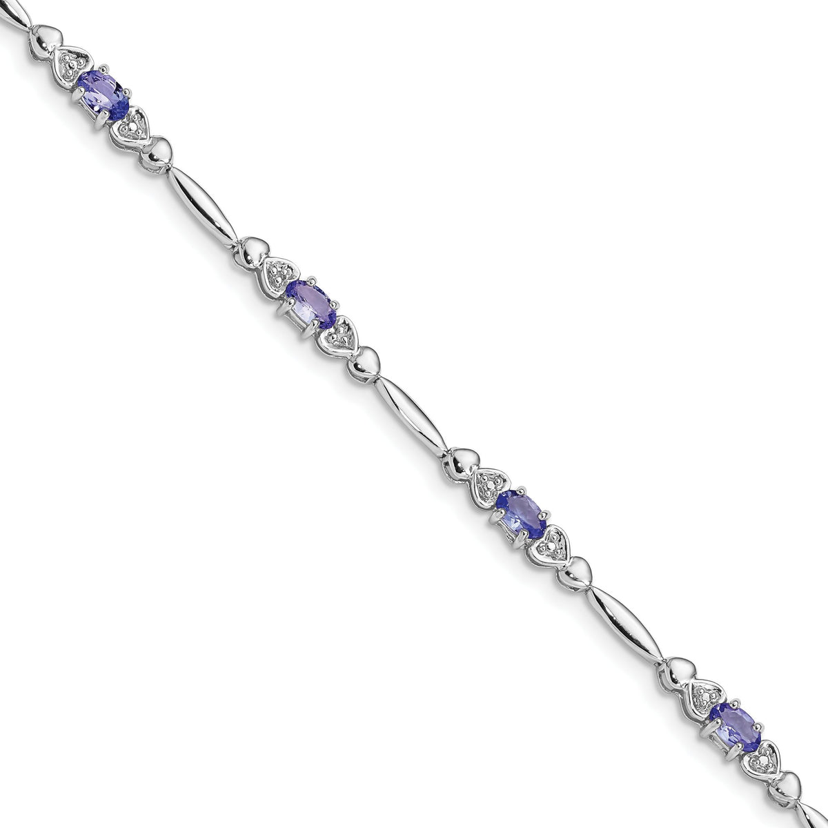 Twisted Bar Links Tanzanite & Diamond Bracelet in Sterling Silver (0.01 ct. tw.), 7 Inch - Sophia Jewelers Main image