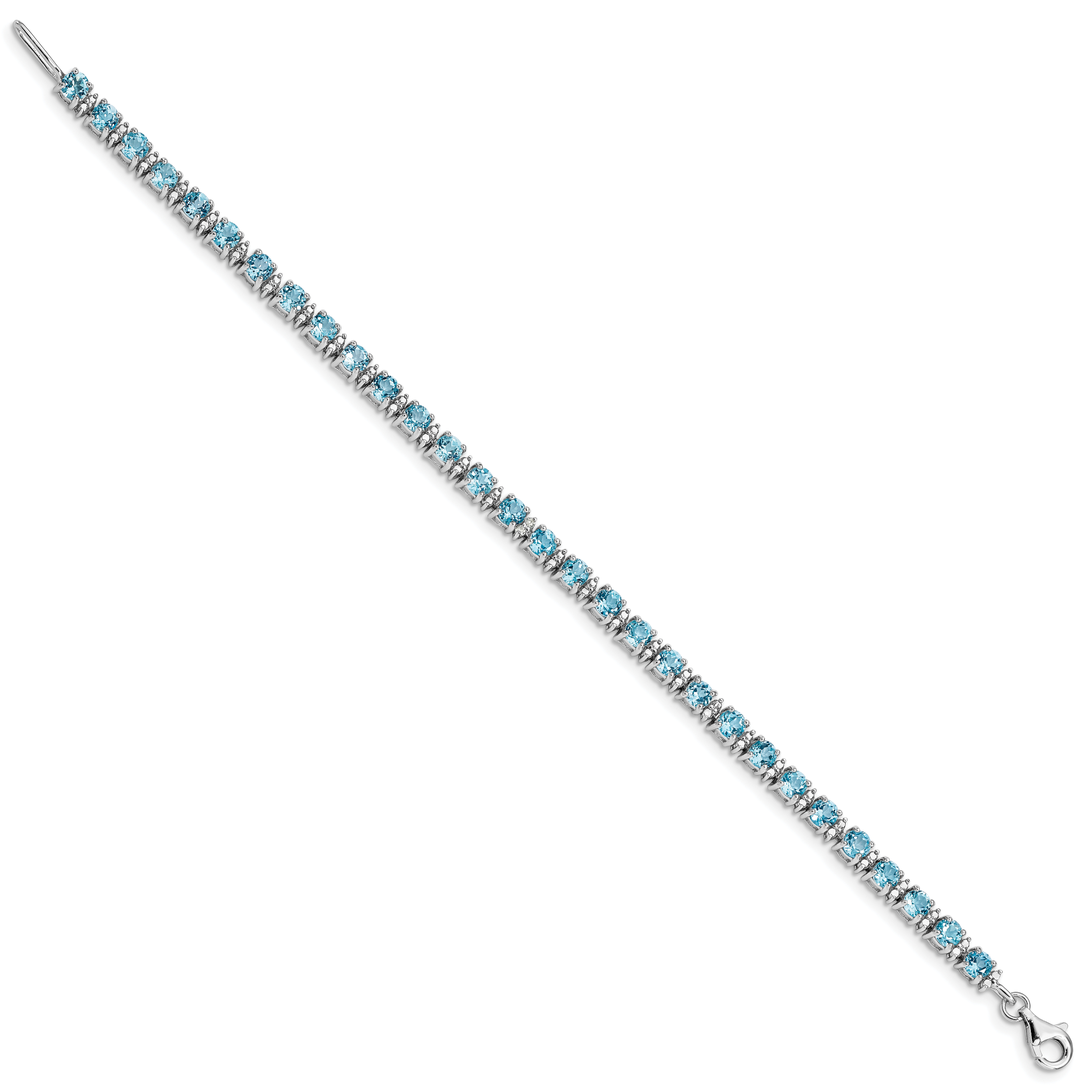 Sterling Silver Rhodium-plated Blue Topaz and Diamond Bracelet Secondary image