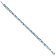 Sterling Silver Rhodium-plated Blue Topaz and Diamond Bracelet