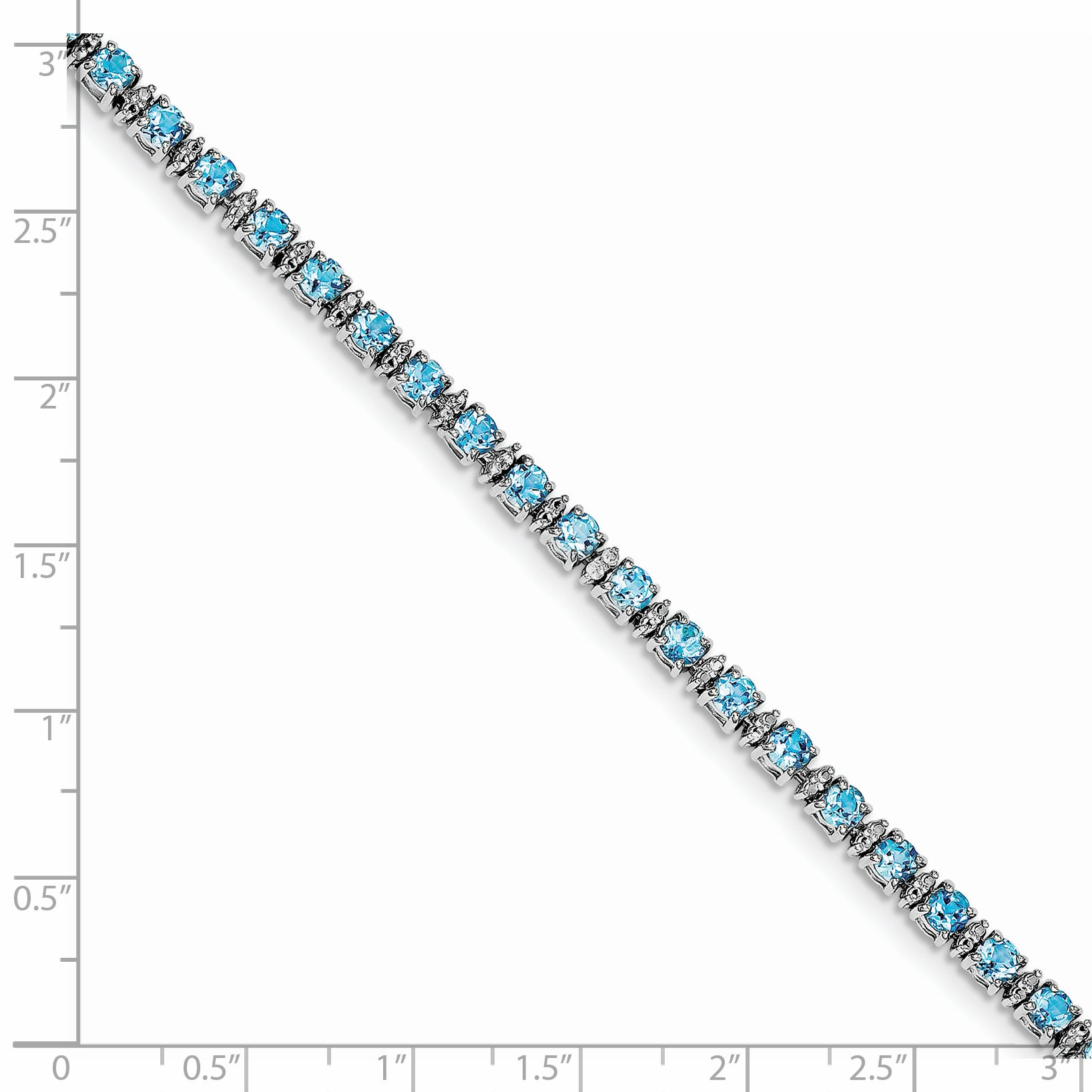 Sterling Silver Rhodium-plated Blue Topaz and Diamond Bracelet