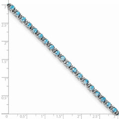 Sterling Silver Rhodium-plated Blue Topaz and Diamond Bracelet