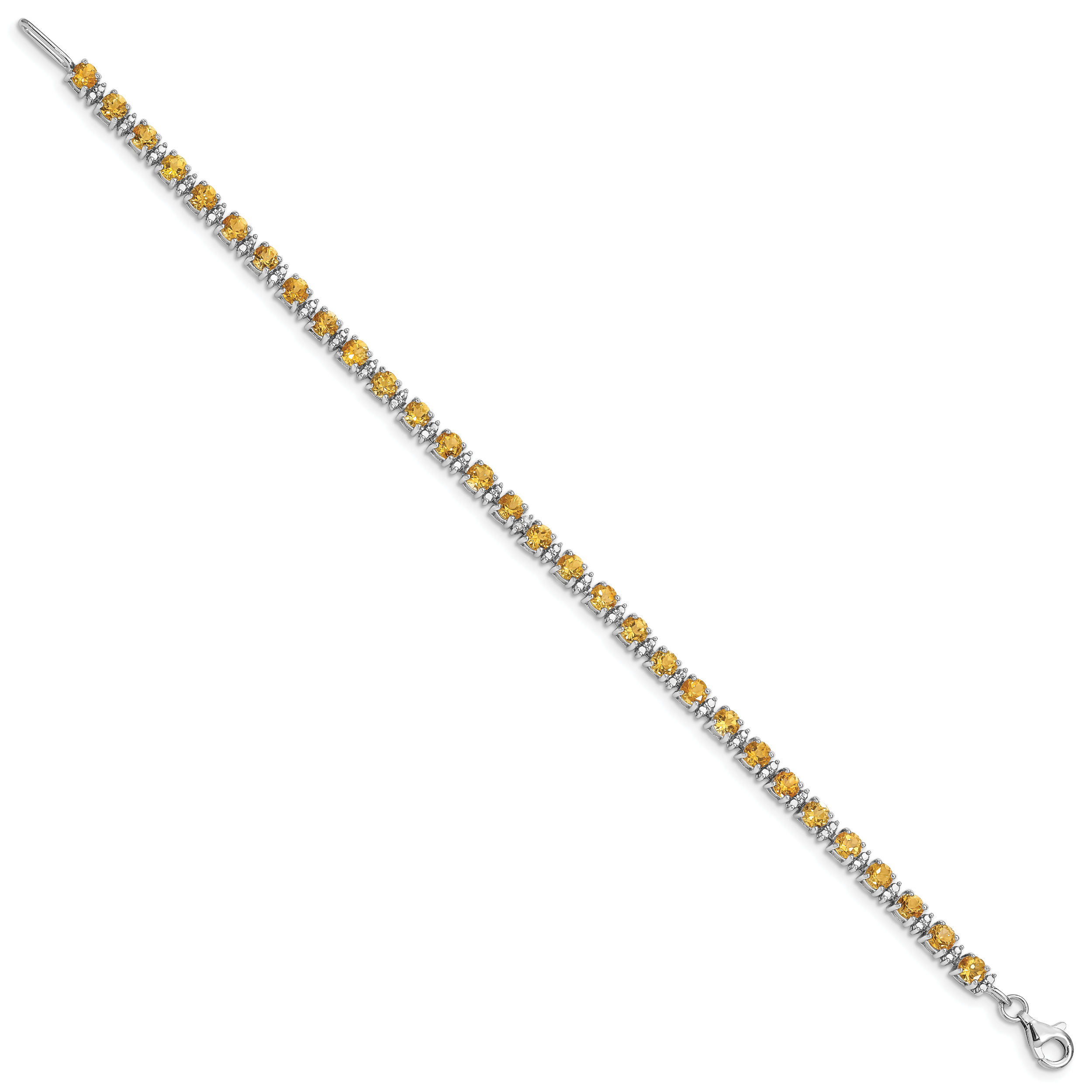 Sterling Silver Rhodium-plated Citrine and Diamond Bracelet Secondary image