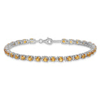 Sterling Silver Rhodium-plated Citrine and Diamond Bracelet