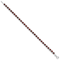 Sterling Silver Rhodium-plated Garnet and Diamond Bracelet