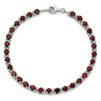 Sterling Silver Rhodium-plated Garnet and Diamond Bracelet