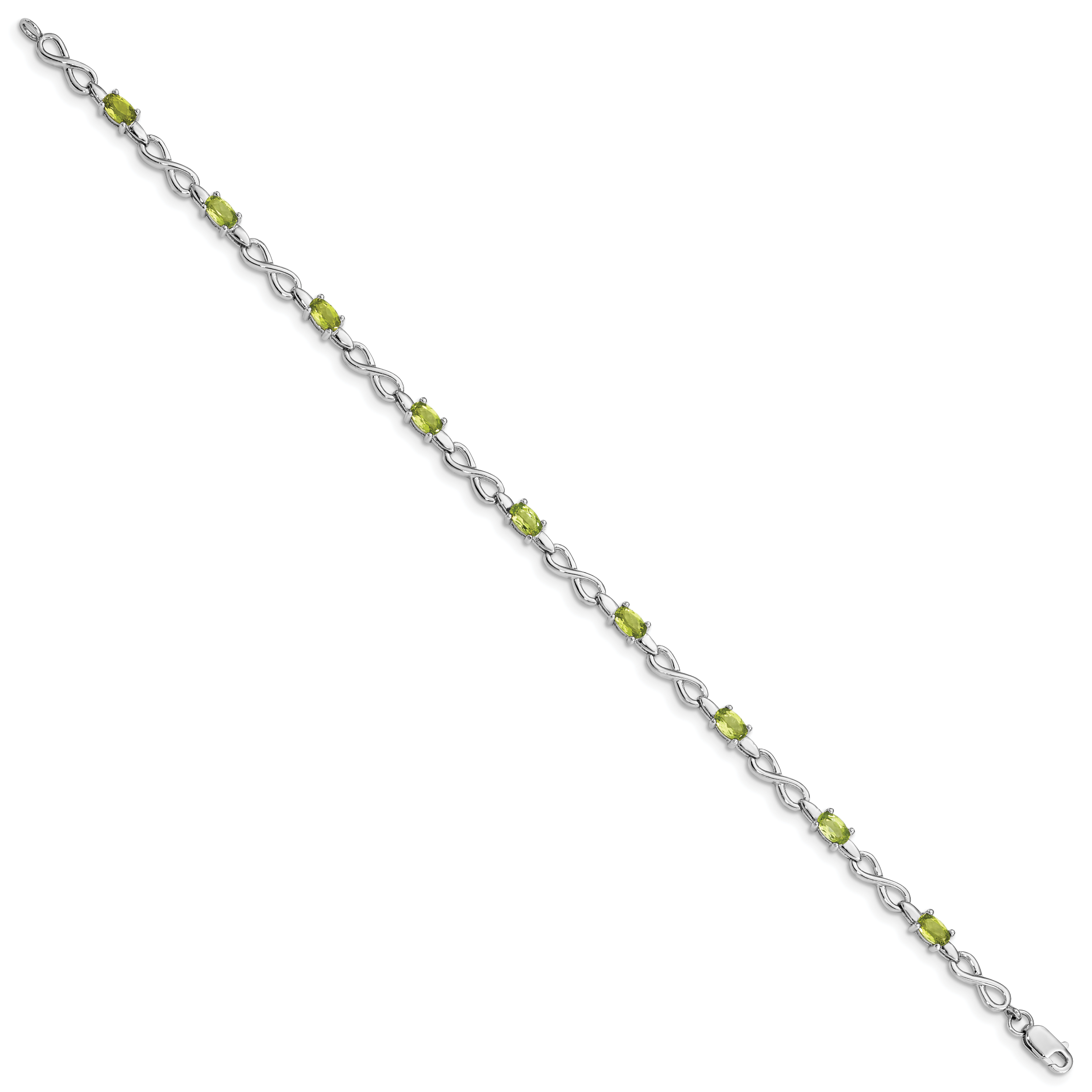 Sterling Silver Rhodium-plated Peridot Bracelet Secondary image
