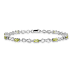 Sterling Silver Rhodium-plated Peridot Bracelet