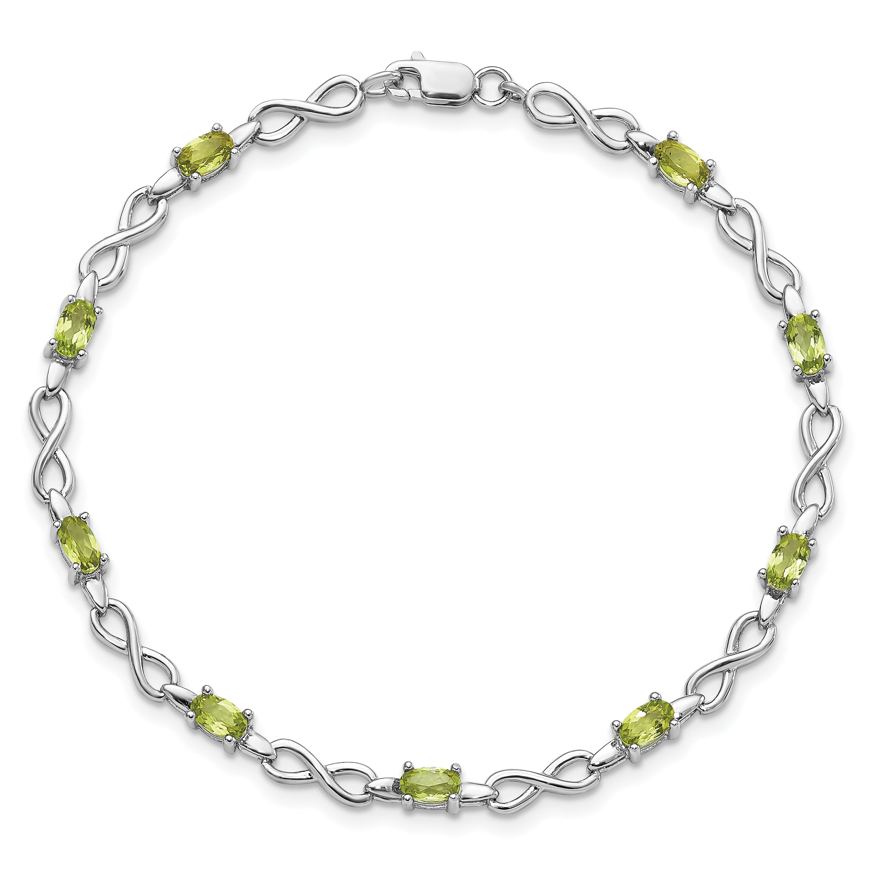 Sterling Silver Rhodium-plated Peridot Bracelet