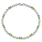 Sterling Silver Rhodium-plated Peridot Bracelet