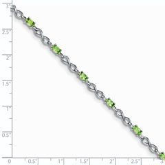 Sterling Silver Rhodium-plated Peridot Bracelet