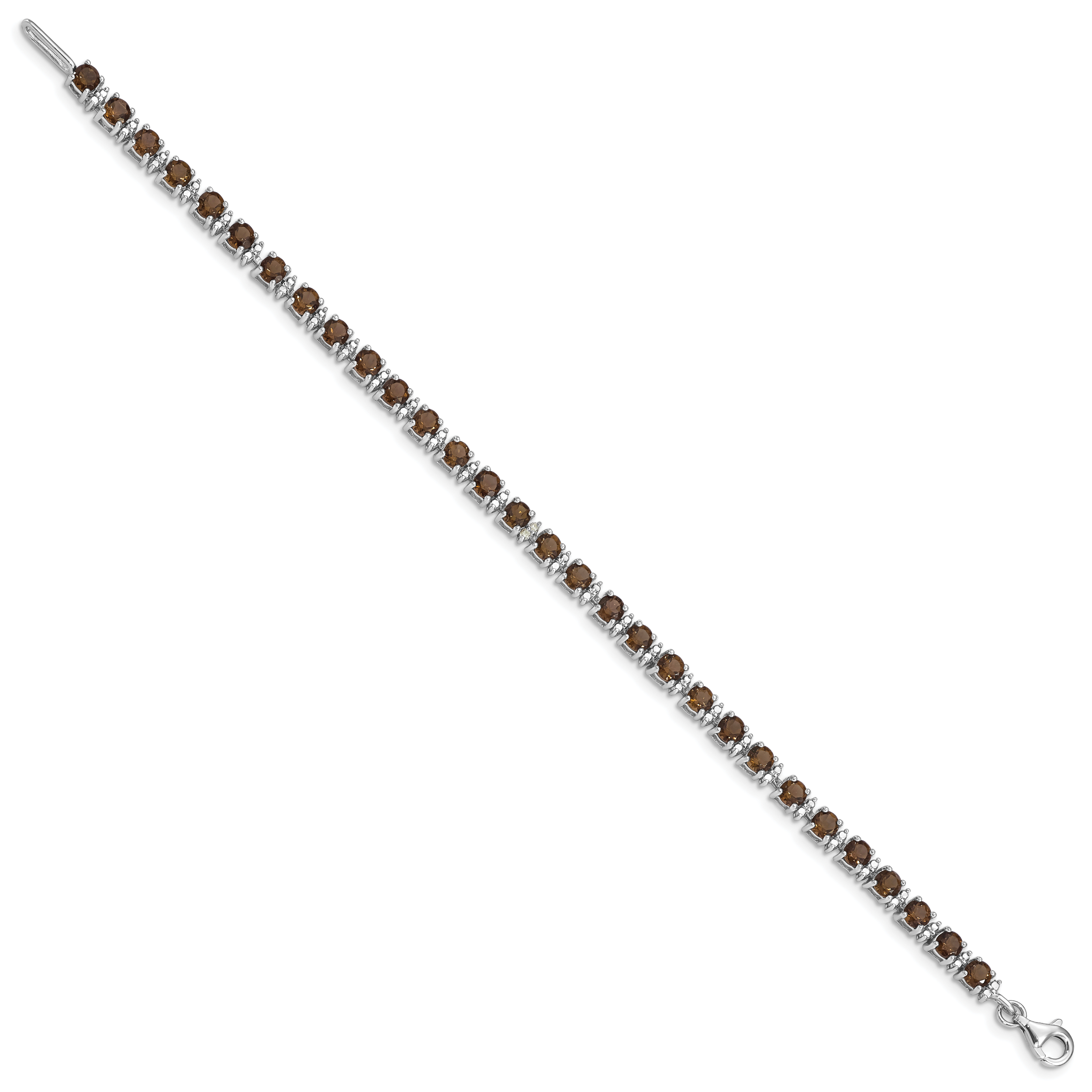 Sterling Silver Rhodium-plated Smoky Quartz and Diamond Bracelet Secondary image