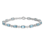 Sterling Silver Rhodium-plated Blue & White Topaz Bracelet